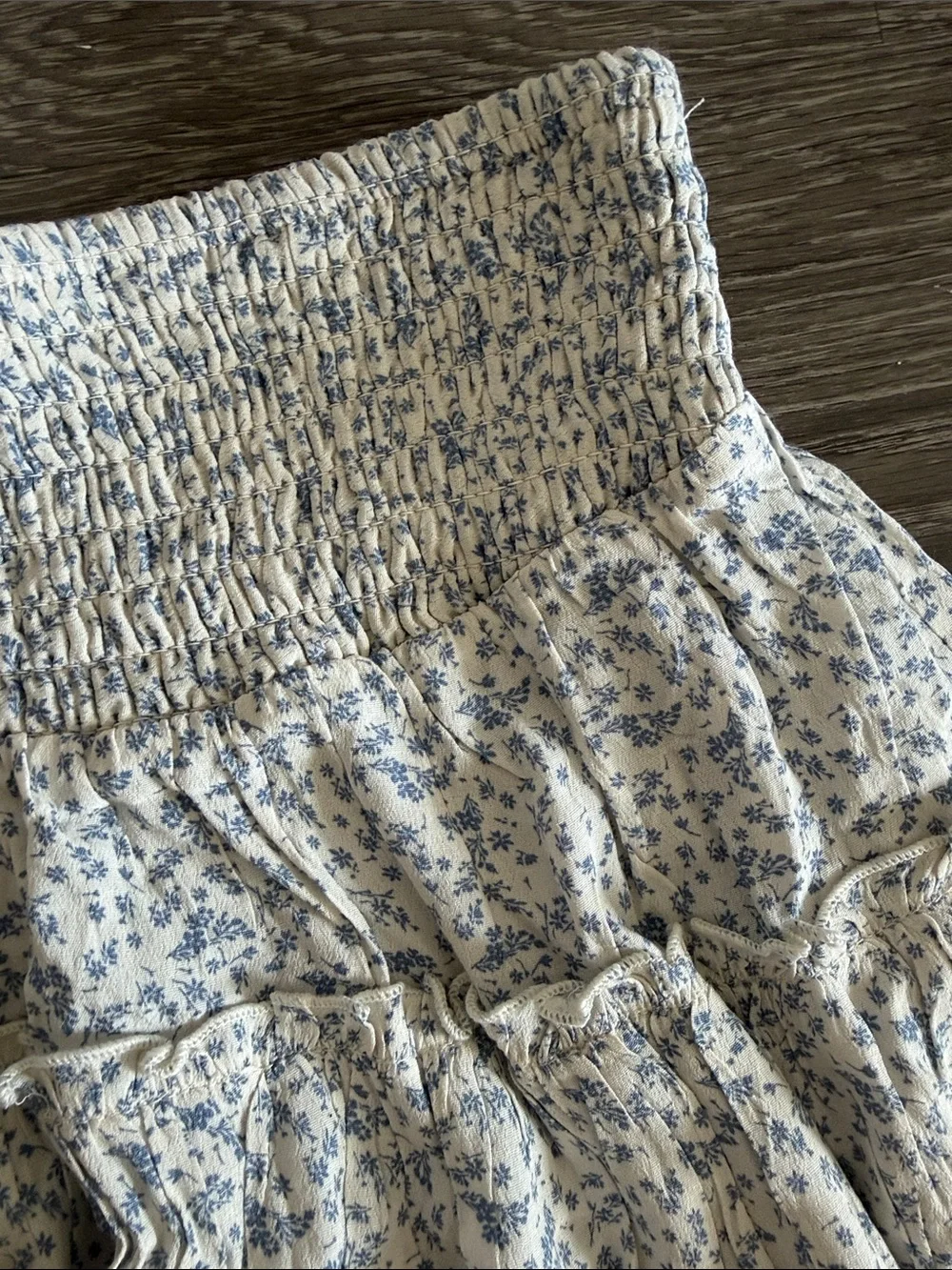 Sienna Sky White Mini Skirt with Blue Floral Print